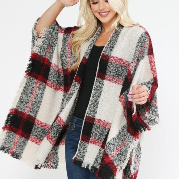 The Modern Anchor Sweaters - LAST ONE The Belle Seasonal Plaid Kimono Cardigan